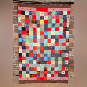 Vintage Polyester Tie Quilt 60” x 93”